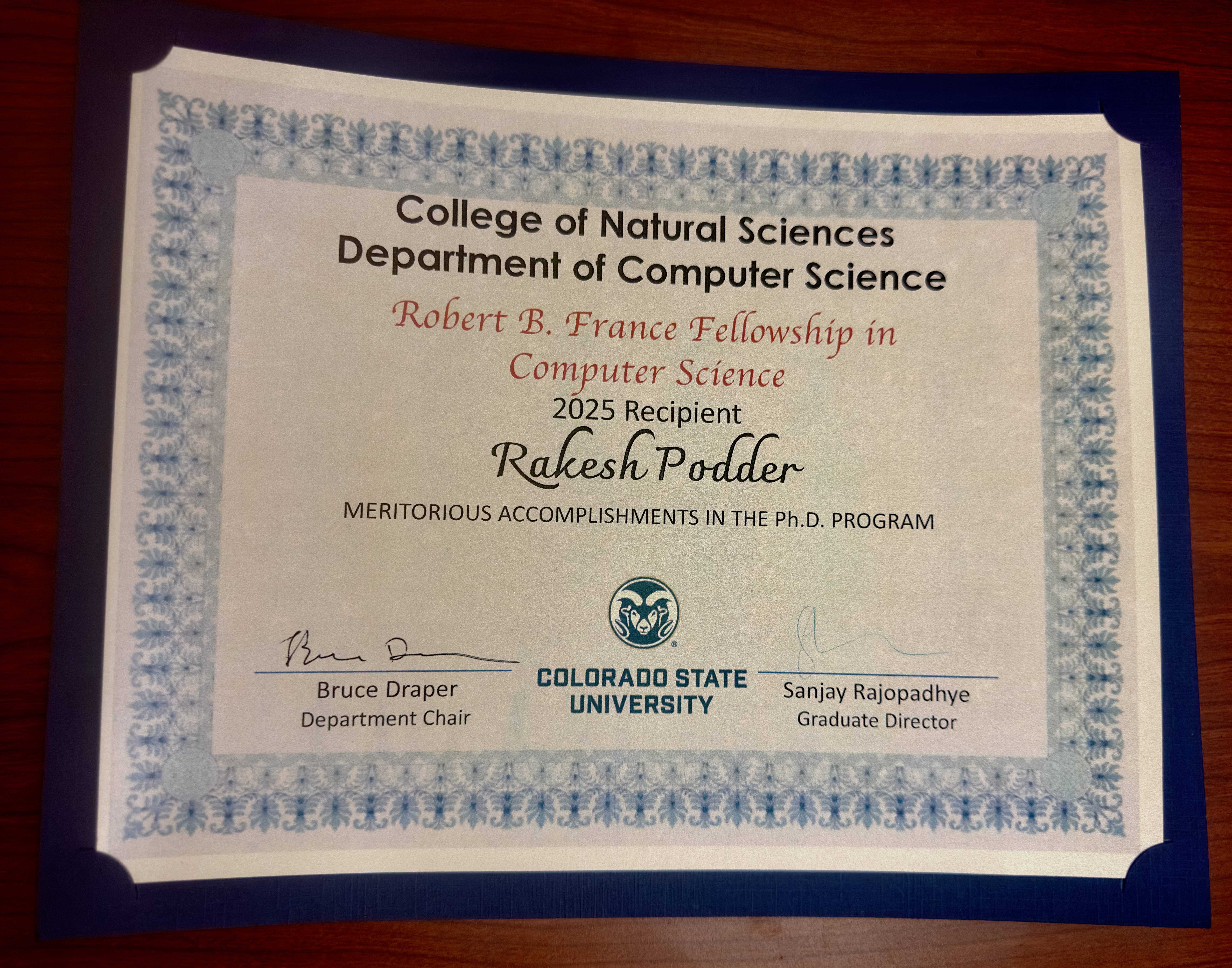 Robert B. France Fellowship in Computer Science